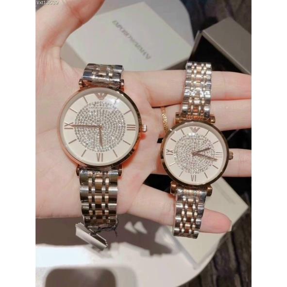 Đồng hồ cặp nam nữ armani dây thép đặc ko gỉ đẹp xịnm