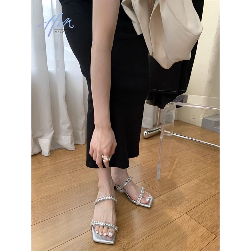 Dép Cao Gót Đính Đá Thời Trang Mùa Hè 2023 Dành Cho Nữ