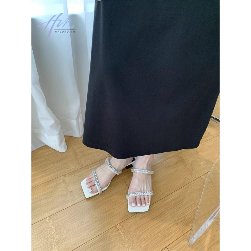 Dép Cao Gót Đính Đá Thời Trang Mùa Hè 2023 Dành Cho Nữ