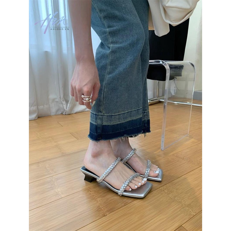Dép Cao Gót Đính Đá Thời Trang Mùa Hè 2023 Dành Cho Nữ