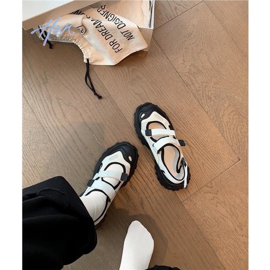 Giày Sandal Mary Jane Đế Dày Quai Dán Màu Sắc Thời Trang Dành Cho Nữ