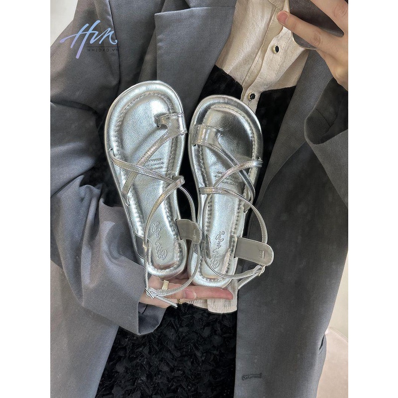 Giày Sandal Đế Bằng Quai Chéo Phong Cách Roman Thời Trang Mùa Hè Dành Cho Nữ