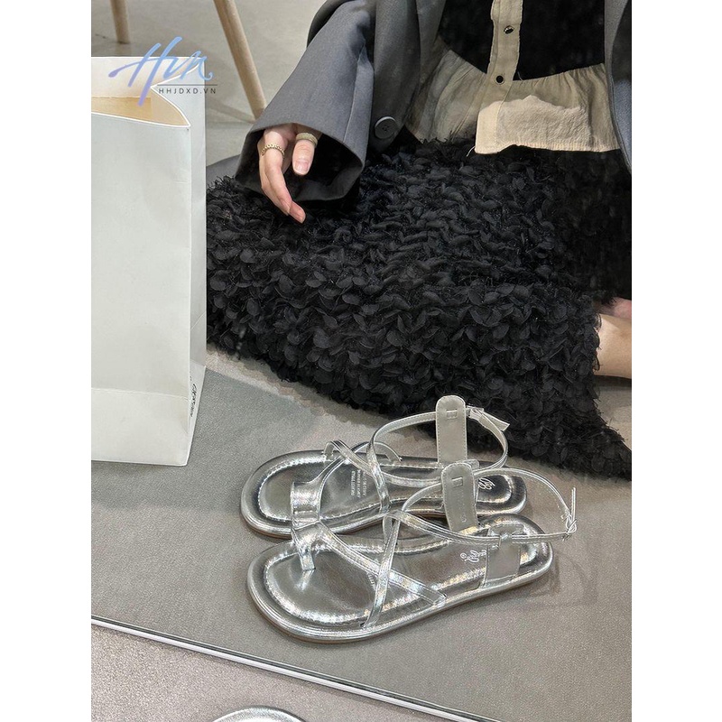 Giày Sandal Đế Bằng Quai Chéo Phong Cách Roman Thời Trang Mùa Hè Dành Cho Nữ