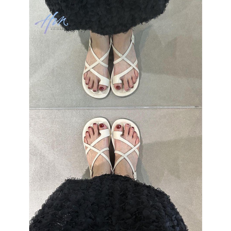 Giày Sandal Đế Bằng Quai Chéo Phong Cách Roman Thời Trang Mùa Hè Dành Cho Nữ