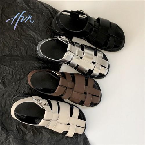 Giày Sandal Đế Bằng Mềm Mại Thiết Kế Đục Lỗ Thời Trang Mùa Hè Phong Cách Hàn Quốc Cho Nữ
