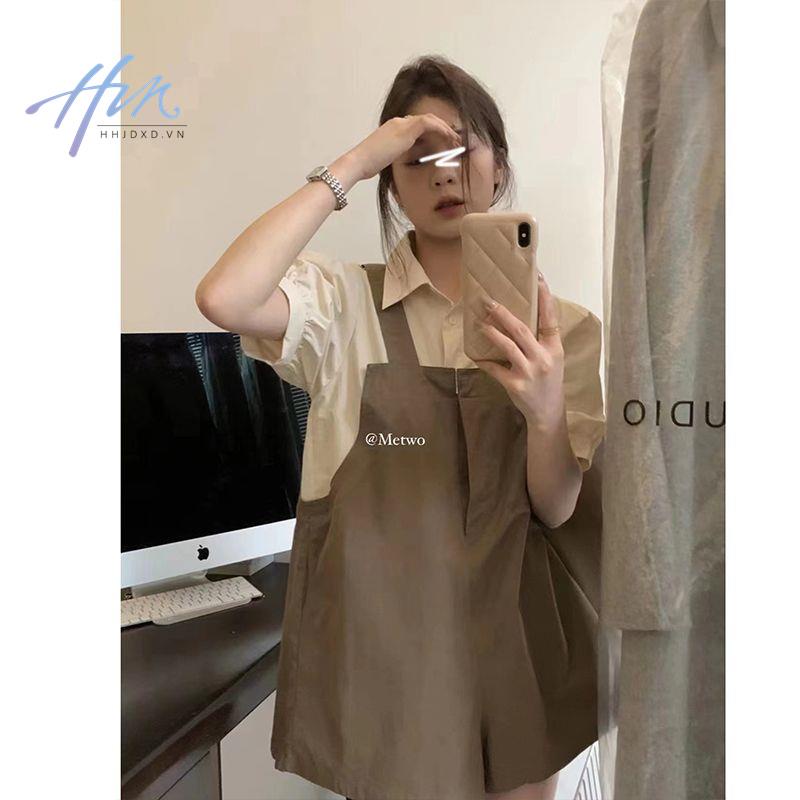 Bộ Áo Sơ Mi + Quần Yếm Ôm Dáng Thời Trang Mùa Hè 2023 Cho Nữ