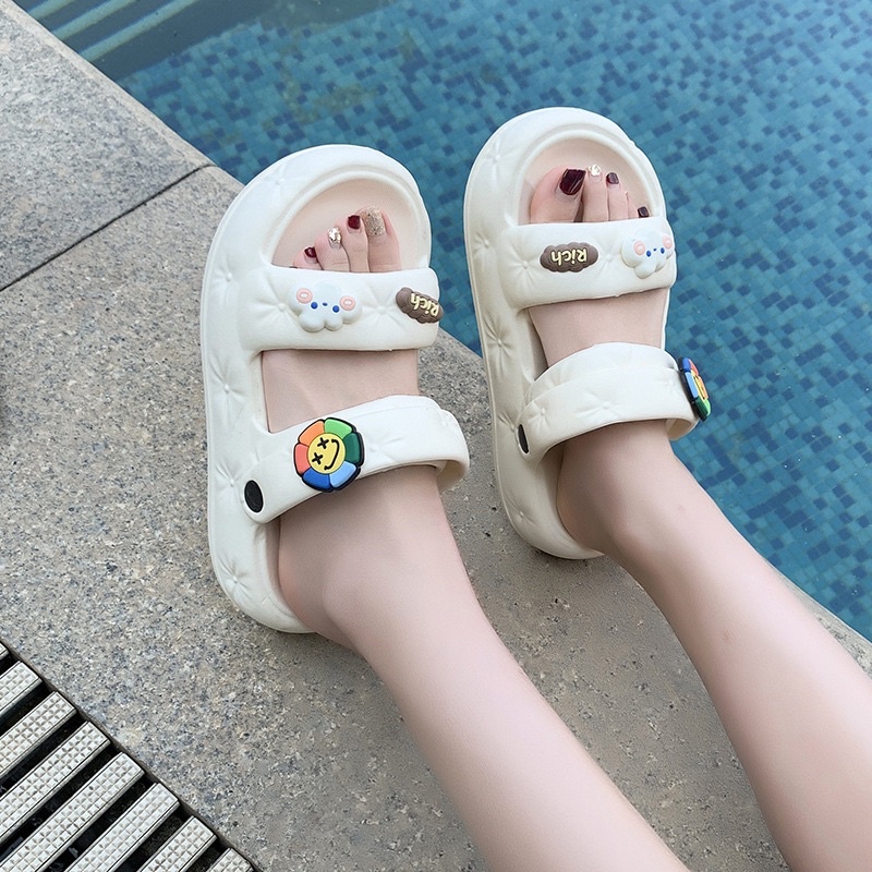 Dép sandal hai quai siêu mềm hoa mặt cười và mây dễ thương