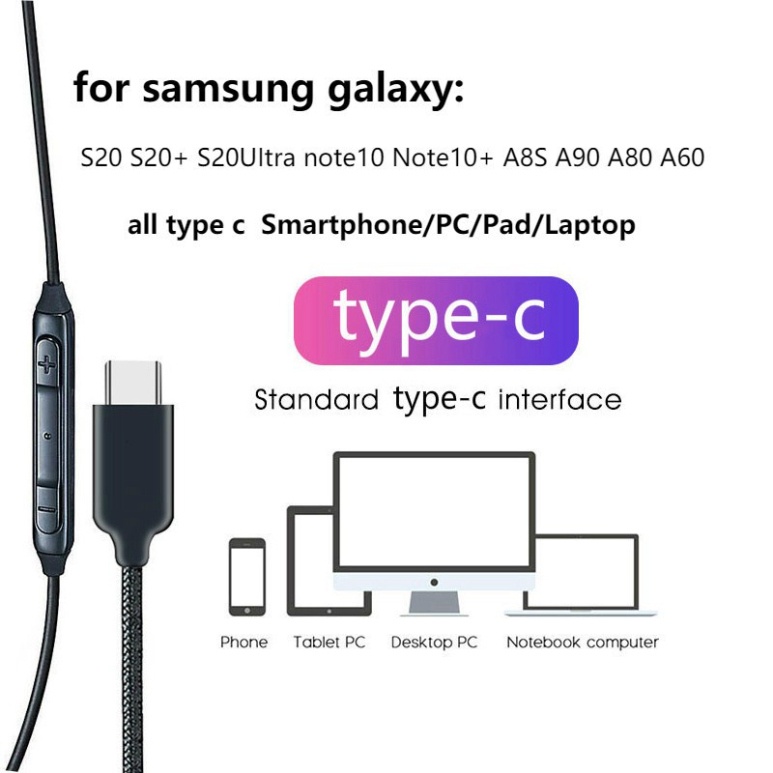 Tai Nghe Nhét Tai Loại chân Type-C Có Dây & Mic 100% Chính Hãng SAMSUNG AKG Cho GALAXY NOTE 10 / 20 S20 S10 PLUS