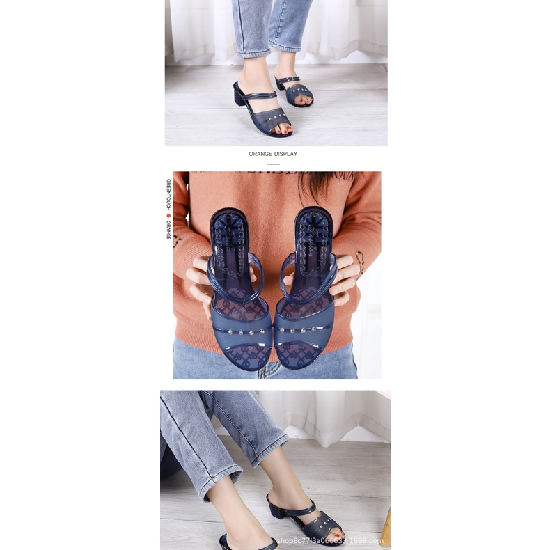 Dép Nhựa Chống Trượt Đính Đá Thời Trang Mùa Hè Cho Nữ