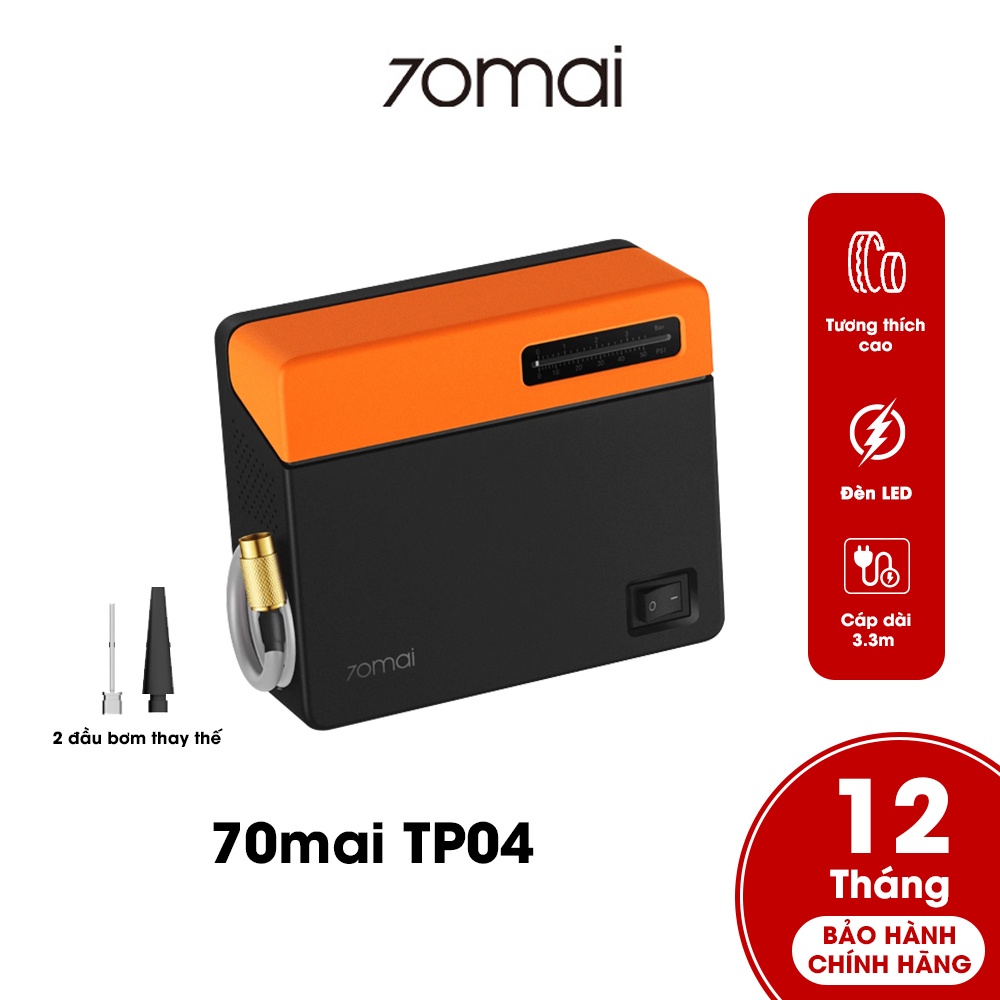 Máy bơm điện lốp ô tô xe máy 70mai TP03 TP04 Air Compressor Bản Quốc Tế Có đèn Pin Tự Động Dễ mang theo