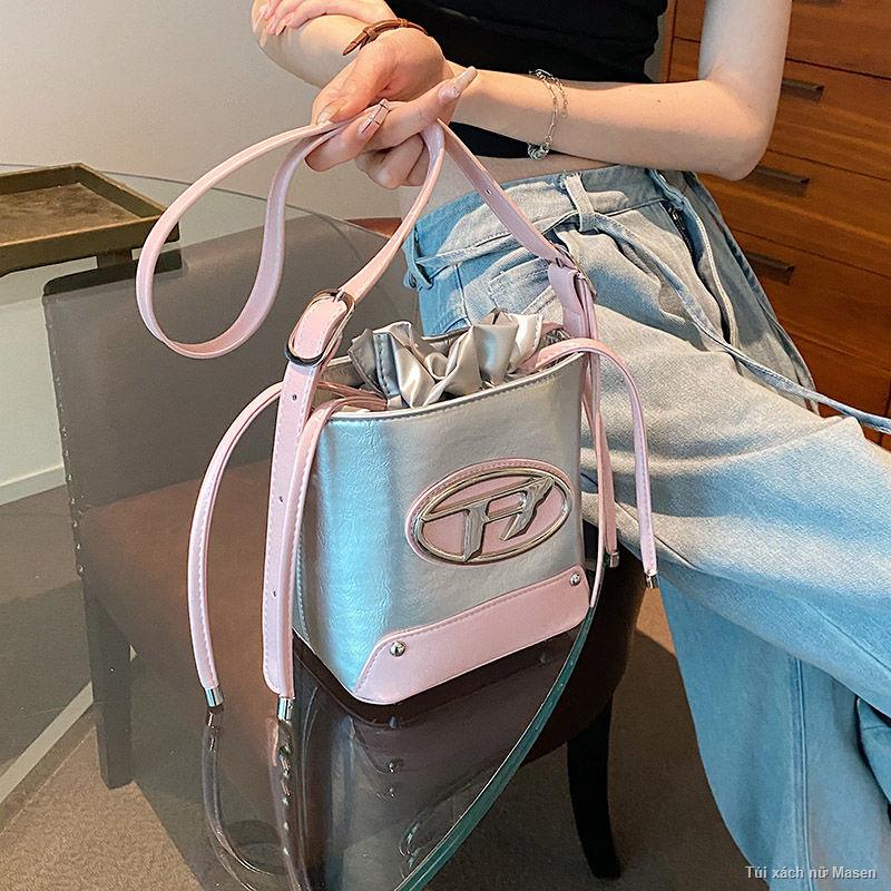 Phối Màu Thời Trang Jingle Túi Túi Xách Vuông Nhỏ Túi Dây Rút Túi Nữ Túi💢HÀNG CÓ SẴN💢