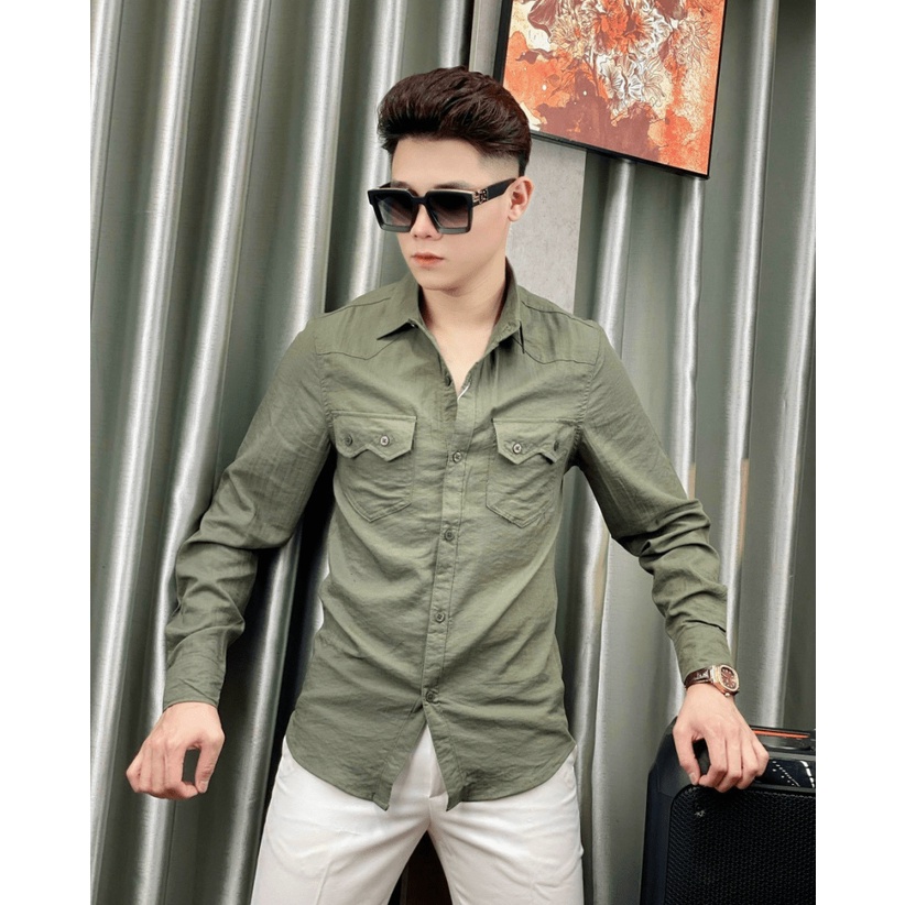 ÁO SƠ MI ĐŨI NAM PHỐI TÚI TRƯỚC LỊCH LÃM ĐẲNG CẤP HKBFG