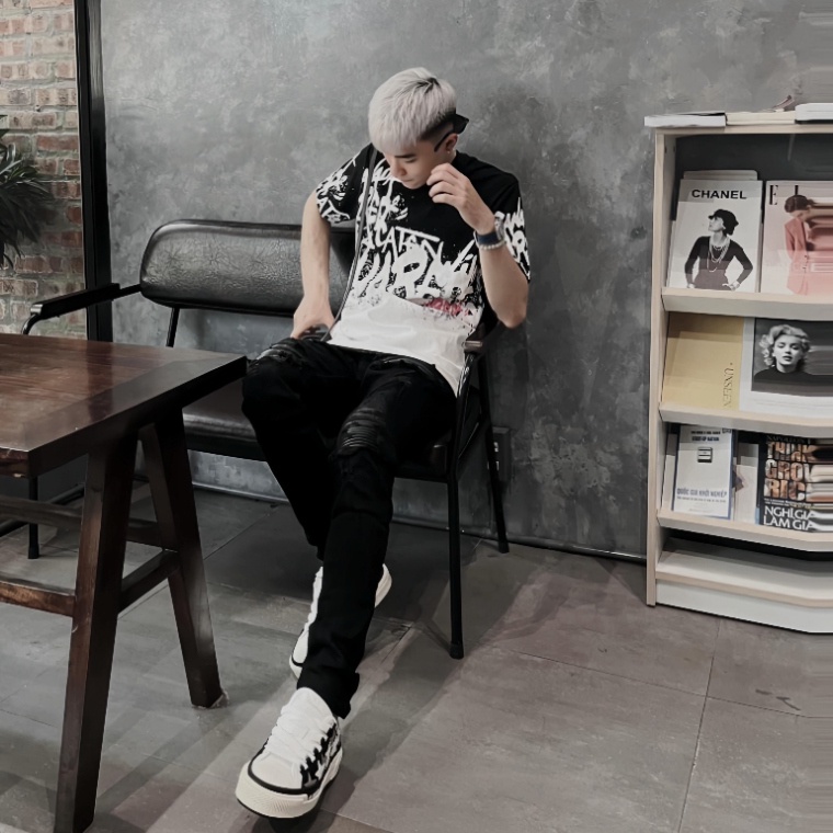 Áo Phông NAM NỮ DSQ hoa văn logo in Loang Màu Cực nét - áo phông thun DSQ chất cotton dày mát Form Unisex