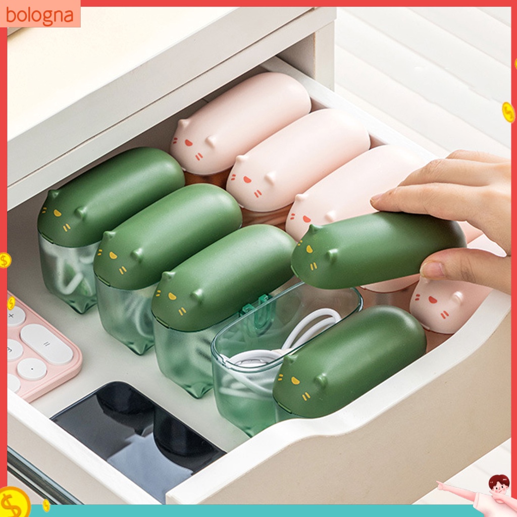 Hộp Đựng Dây Cáp Tai Nghe Thiết Kế Hình Mèo Dễ Thương Kèm Vỏ Bọc Tiện Dụng