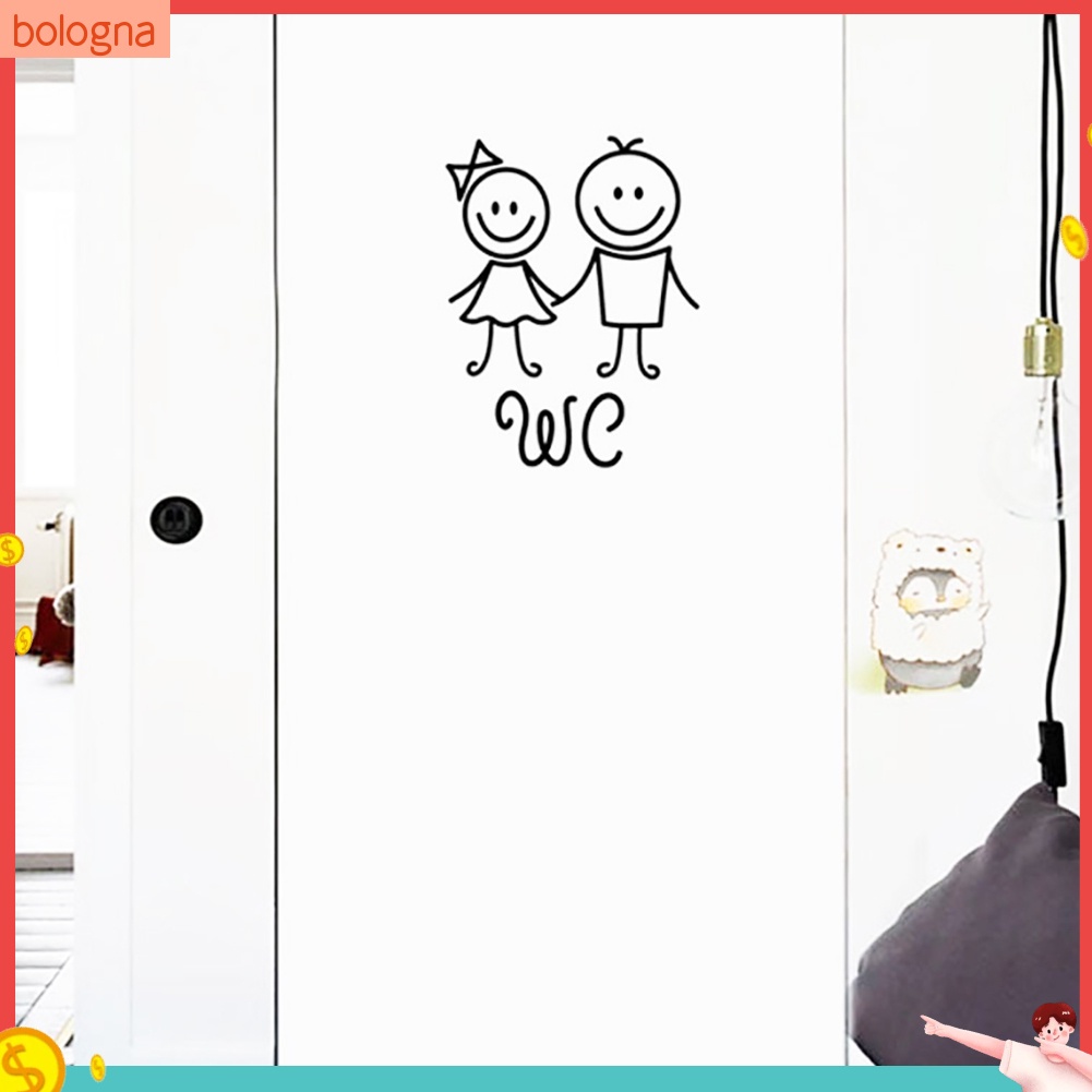 Miếng dán tường hình bé trai / bé gái trang trí nhà vệ sinh