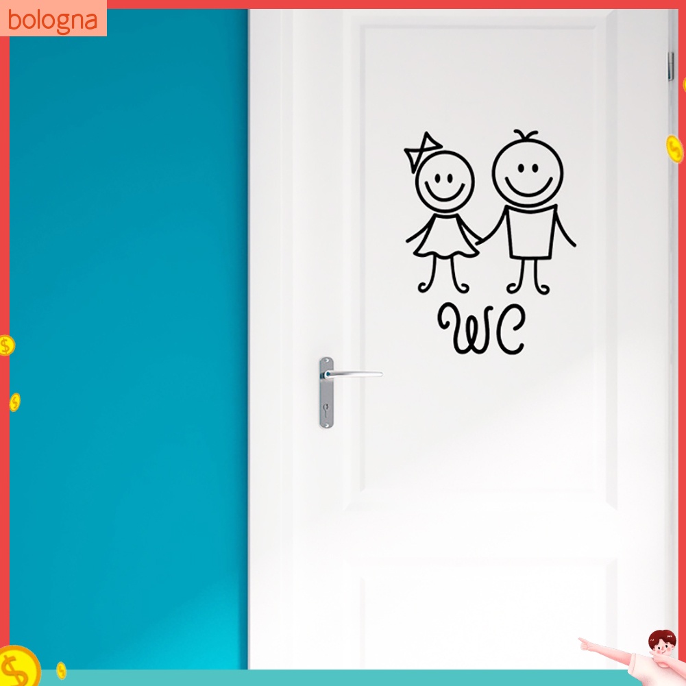 Miếng dán tường hình bé trai / bé gái trang trí nhà vệ sinh