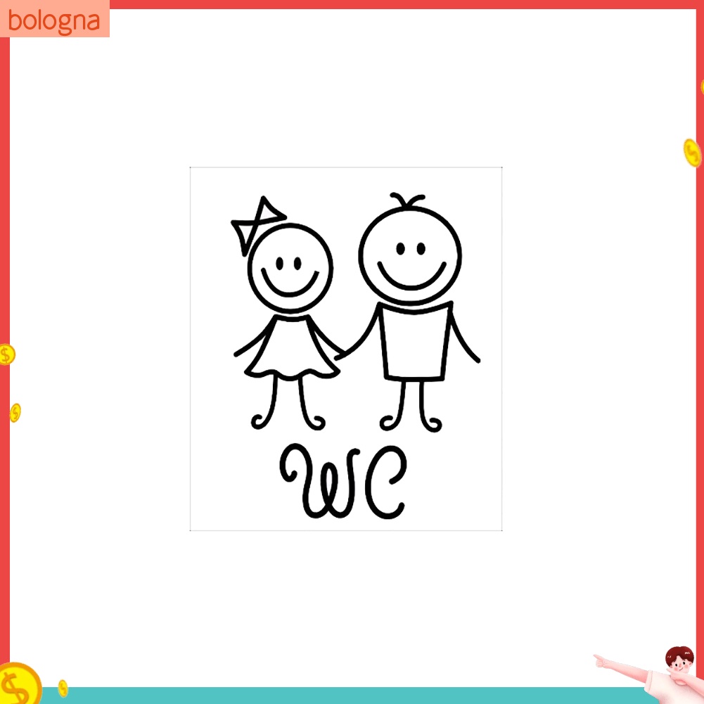 Miếng dán tường hình bé trai / bé gái trang trí nhà vệ sinh