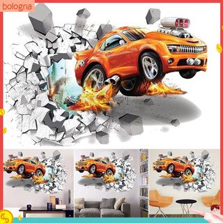 Giấy dán tường họa tiết xe hơi hoạt hình 3D độc đáo sáng tạo