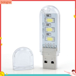 (Bologna) 2 Đèn Led Đọc Sách Mini 3 Bóng Cổng Usb