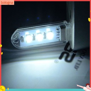 (Bologna) 2 Đèn Led Đọc Sách Mini 3 Bóng Cổng Usb