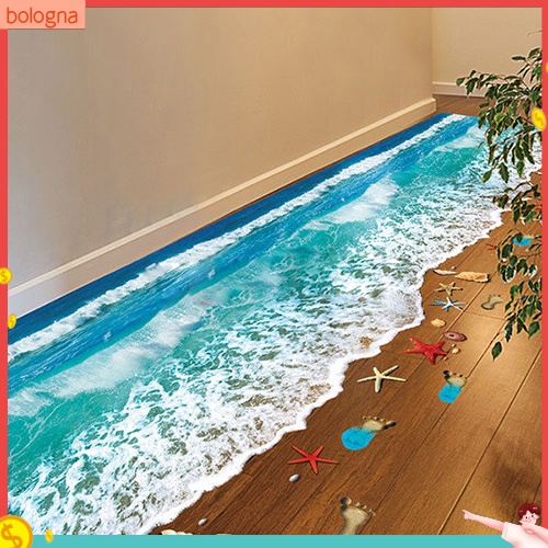 (Bologna) Giấy Dán Tường Họa Tiết Bờ Biển 3D Độc Đáo