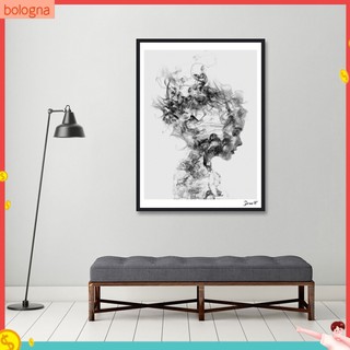 (Bologna) Tranh treo tường trang trí nội thất họa tiết cô gái màu đen trắng đẹp mắt