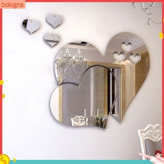 (Bologna) Decal dán tường hình trái tim 3D hiệu ứng tráng gương dễ dàng gỡ bỏ