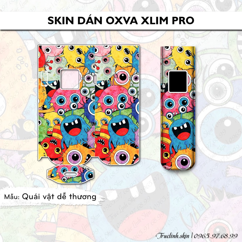 Skin dán Xlim Pro mẫu Quái vật dễ thương | Miếng dán 4 lớp chống bám vân