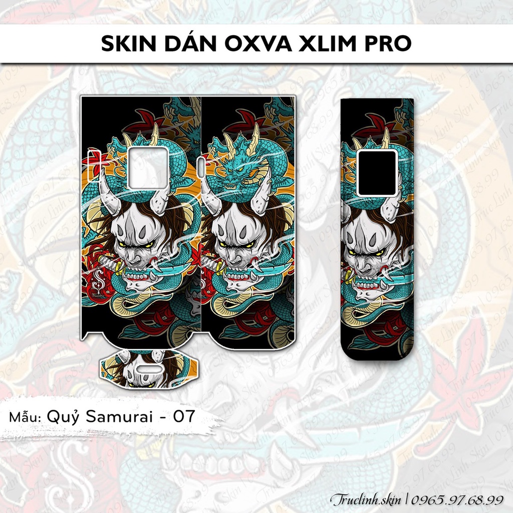 Skin dán Xlim Pro mẫu Quỷ Samurai - 07 | Miếng dán 4 lớp chống bám vân