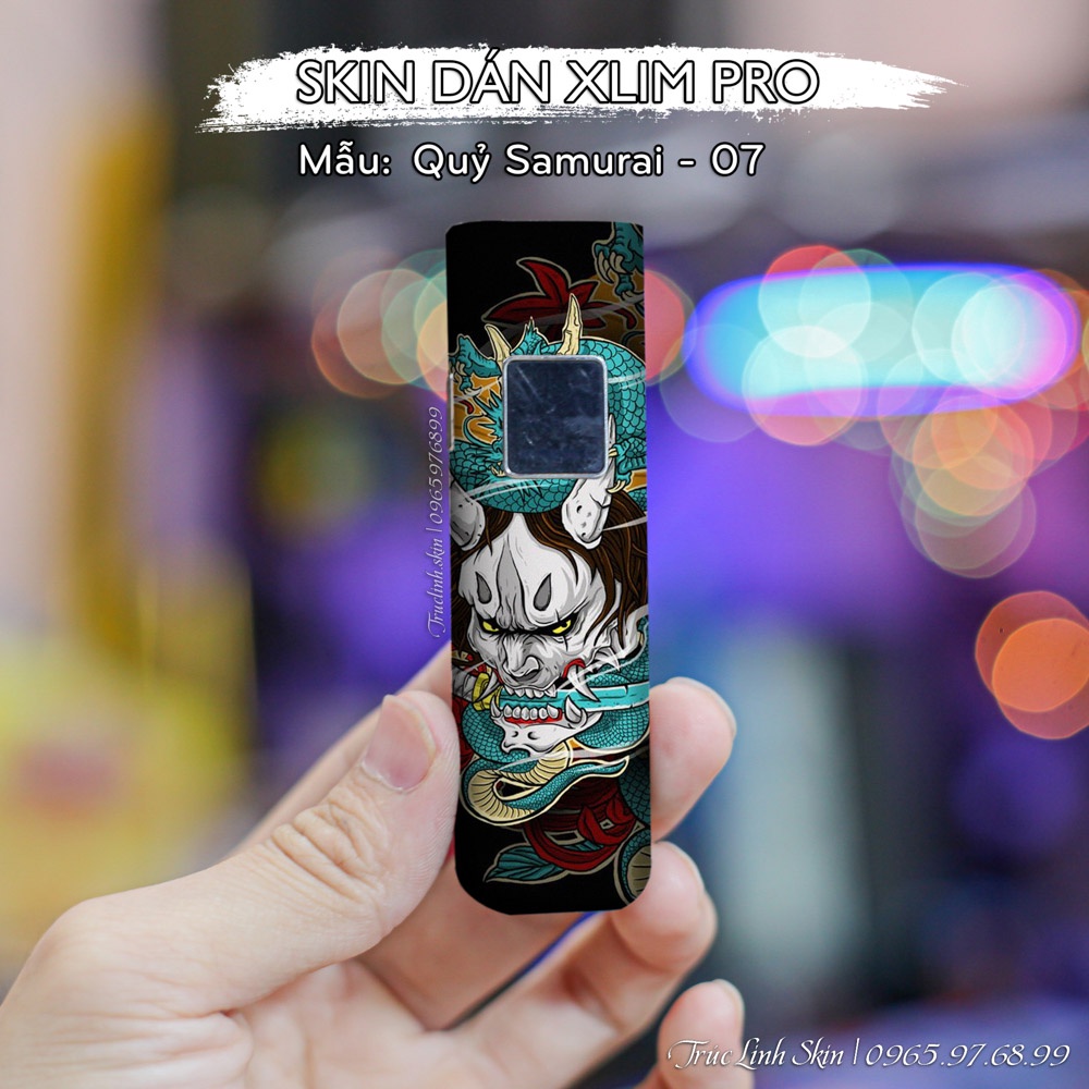 Skin dán Xlim Pro mẫu Quỷ Samurai - 07 | Miếng dán 4 lớp chống bám vân
