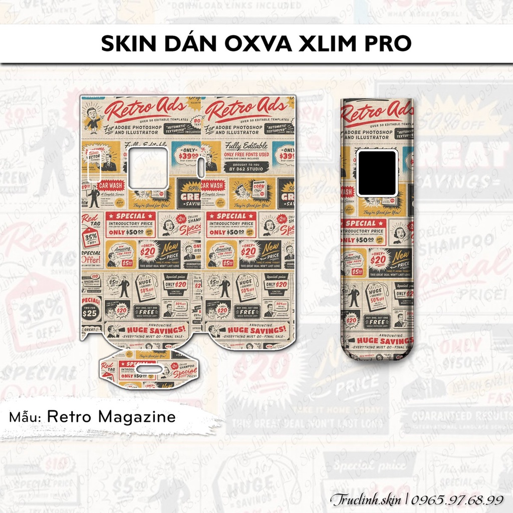 Skin dán Xlim Pro mẫu Retro Magazine | Miếng dán 4 lớp chống bám vân