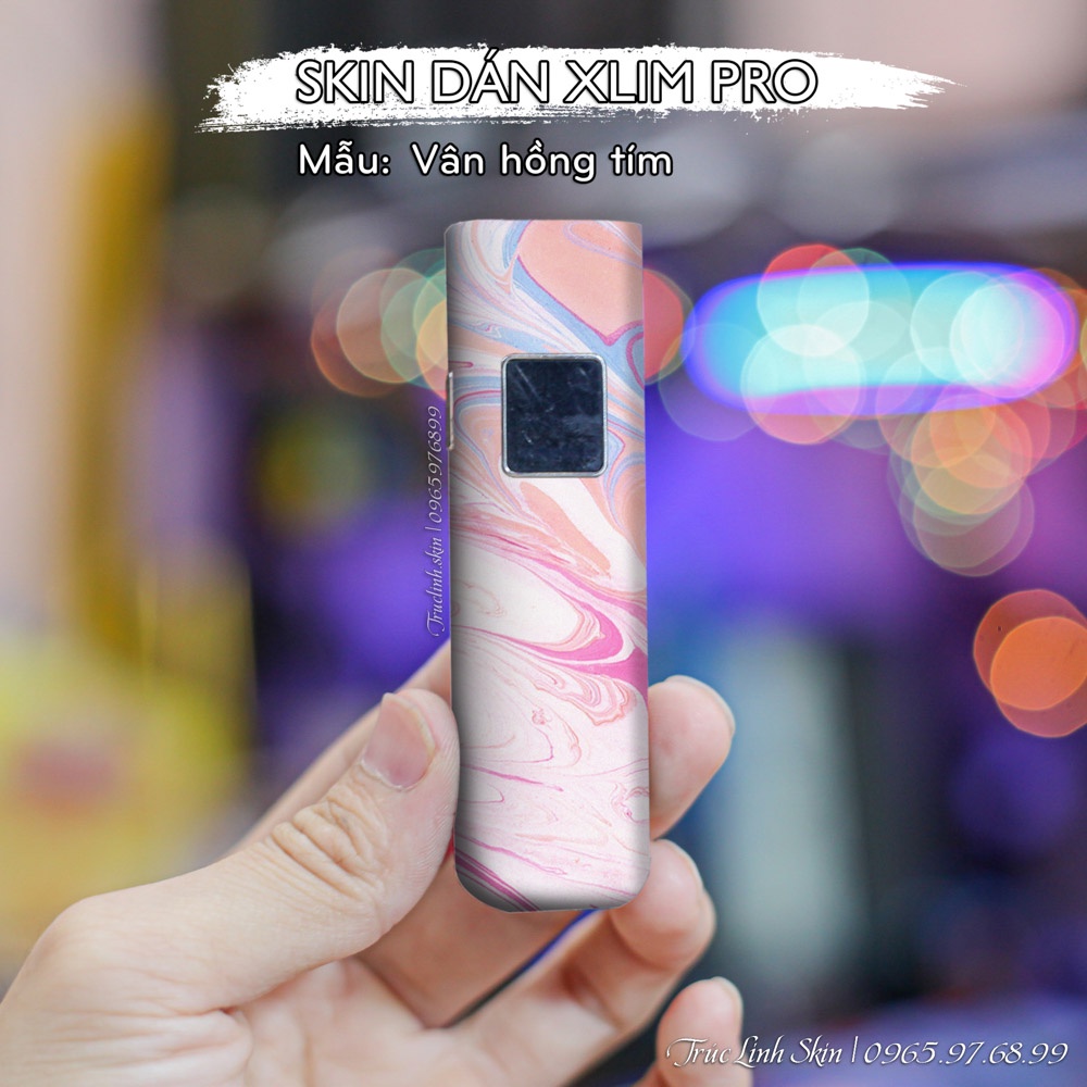 Skin dán Xlim Pro mẫu Vân hồng tím | Miếng dán 4 lớp chống bám vân