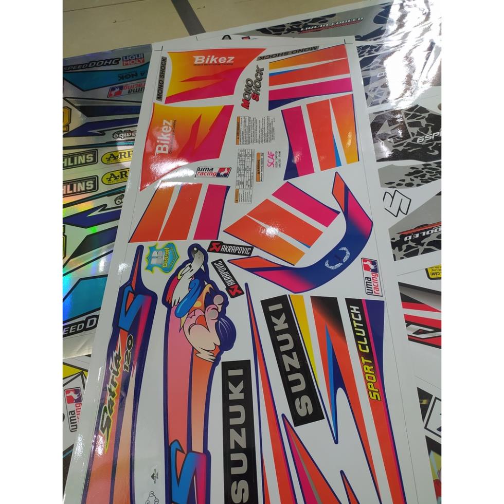 Tem Chế - Tem Xipo Satria 2000 Đầu Chó Dán Xe Đen  - Decal In Chất Lượng