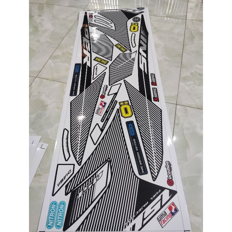 Tem Rời Ex 150 Dán Xe Đen Bóng Phối Tem Trắng  - Decal In Chất Lượng