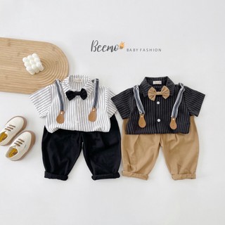 Set 4 chi tiết công tử beemo 2 màu kẻ đen / kẻ trắng size 80 - 130