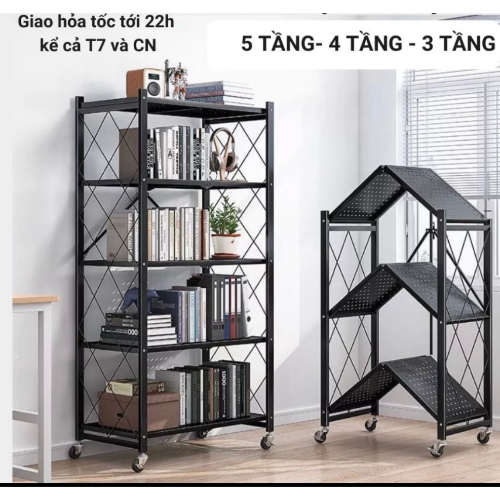 Kệ Gấp Gọn ,KỆ BẾP để lò vi sóng , Để Đồ ,Đa Năng 3/4/5 tầng sơn tĩnh điện cao cấp.