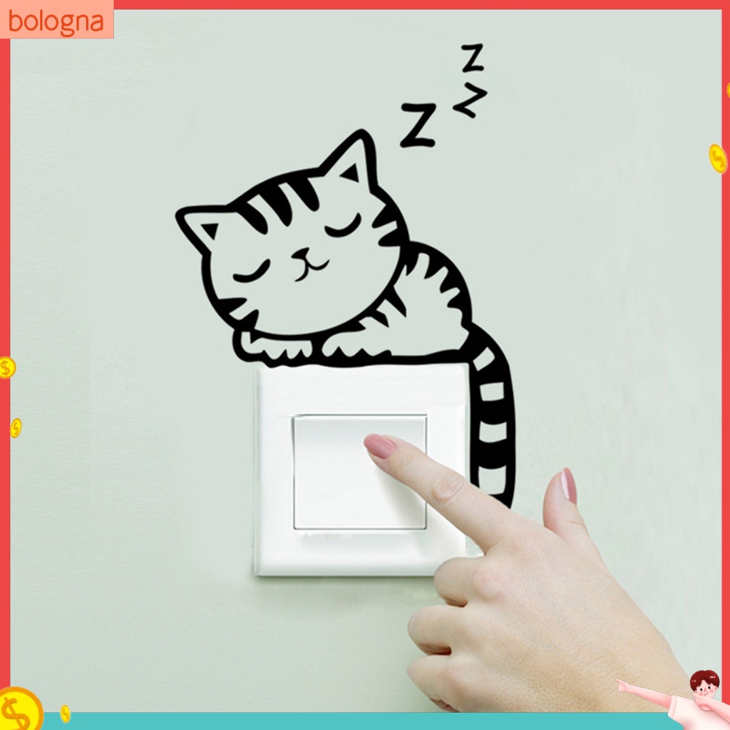 Nhãn Dán Tường Trang Trí Hình Chó Mèo Đáng Yêu Tự Hoàn Thành