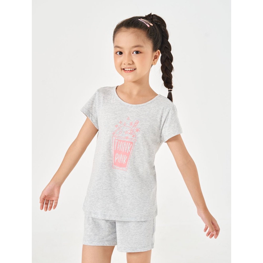 Bộ quần áo bé gái CANIFA 100% cotton áo cộc tay quần short cho bé 2 tuổi đến 14 tuổi - 1LS22S002