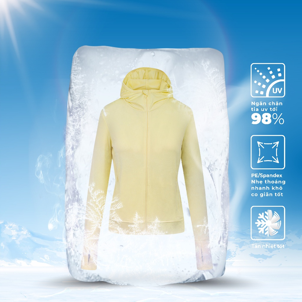 Áo chống nắng nữ CANIFA chất liệu polyester, có mũ, kéo khoá, túi 2 bên mẫu mới 2023 - 6OT23S001