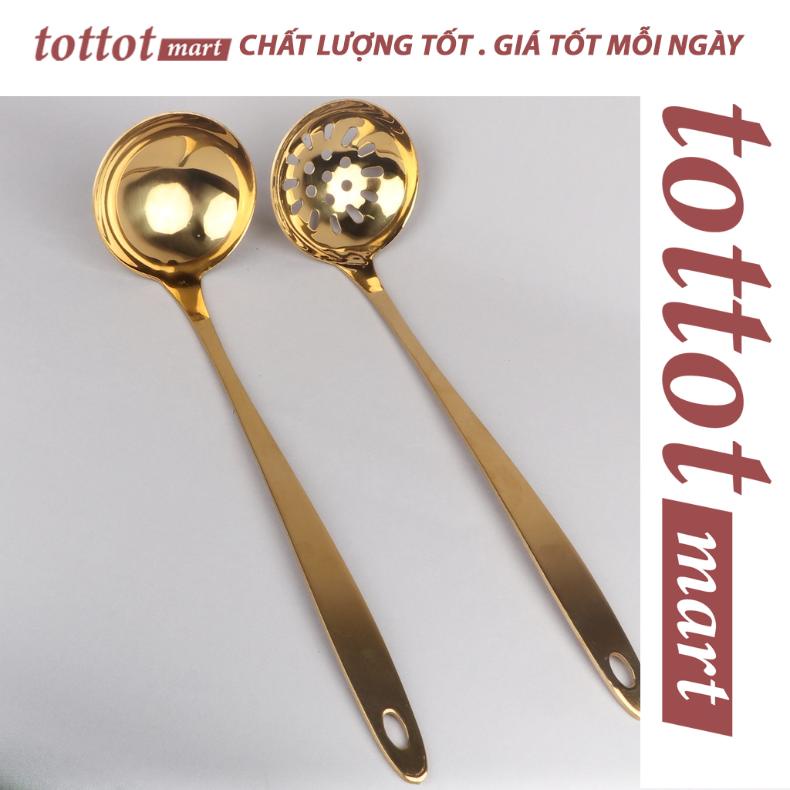Môi canh inox Tottot Mart cán dày Vàng thiết kế sang trọng cao cấp