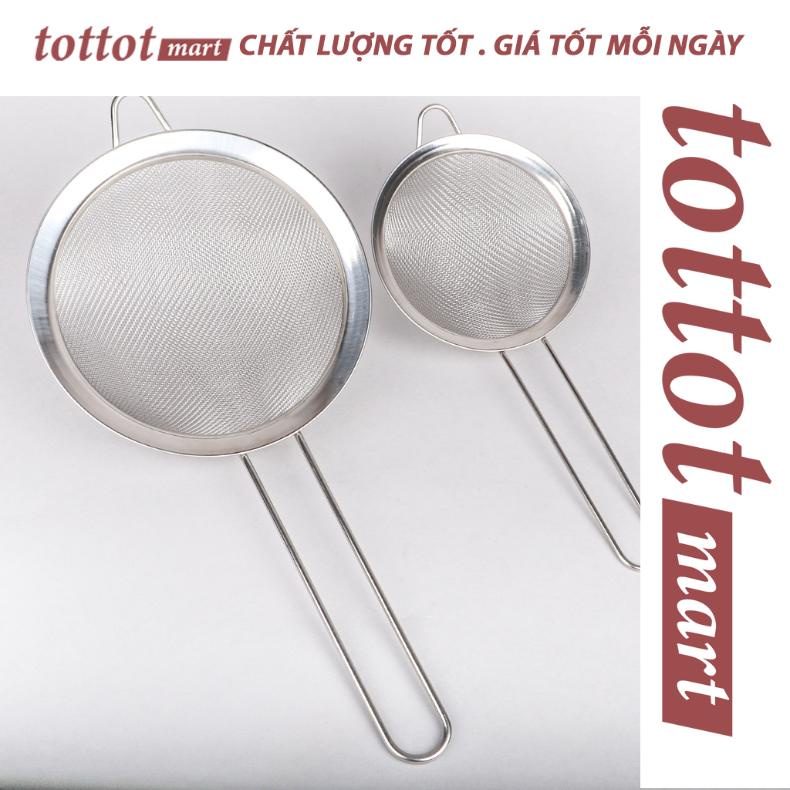 Rây lọc inox 2 lớp Tottot Mart viền cứng tay cầm cách nhiệt cao cấp