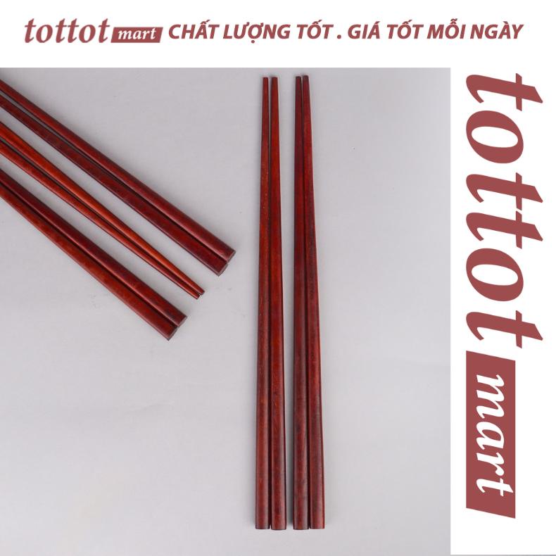 Bộ 10 đôi đũa gỗ Cẩm Lai Tottot Mart vân gỗ tự nhiên đã phủ bóng cao cấp
