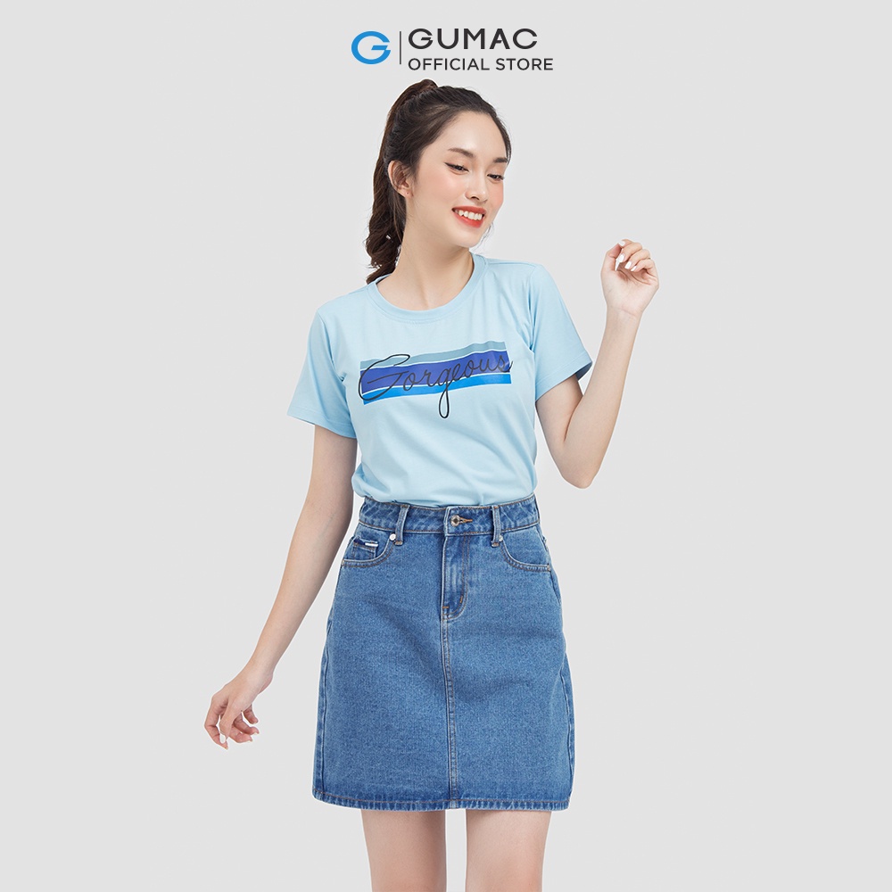 Áo thun cổ tròn thiết kế in họa tiết thời trang GUMAC ATC06026