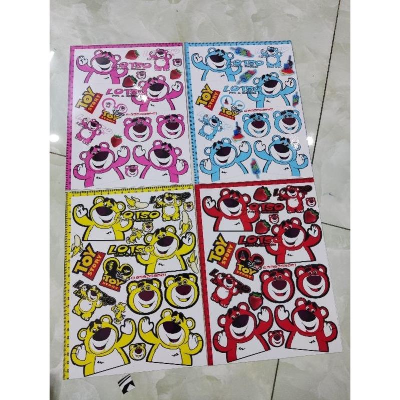 Tem Chế - Combo Nguyên Tấm Decal Gấu Dâu Losto Mini  - Decal In Chất Lượng
