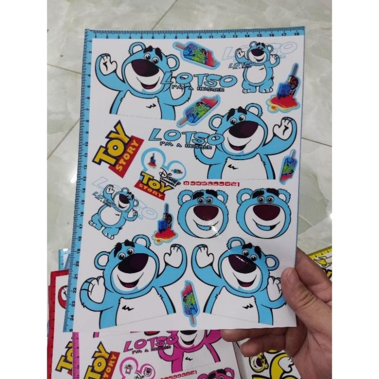 Tem Chế - Combo Nguyên Tấm Decal Gấu Dâu Losto Mini  - Decal In Chất Lượng