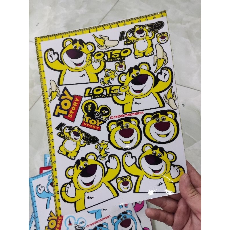 Tem Chế - Combo Nguyên Tấm Decal Gấu Dâu Losto Mini  - Decal In Chất Lượng
