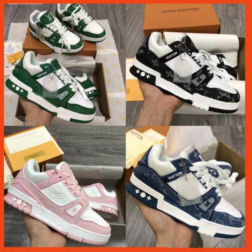 Giày LV Louis Vuitton Trainer Black White, Giày  LV Nam Nữ Mẫu Mới Hot Hit 2 Phiên Bản Màu Sắc Hàng Cao Cấp b01