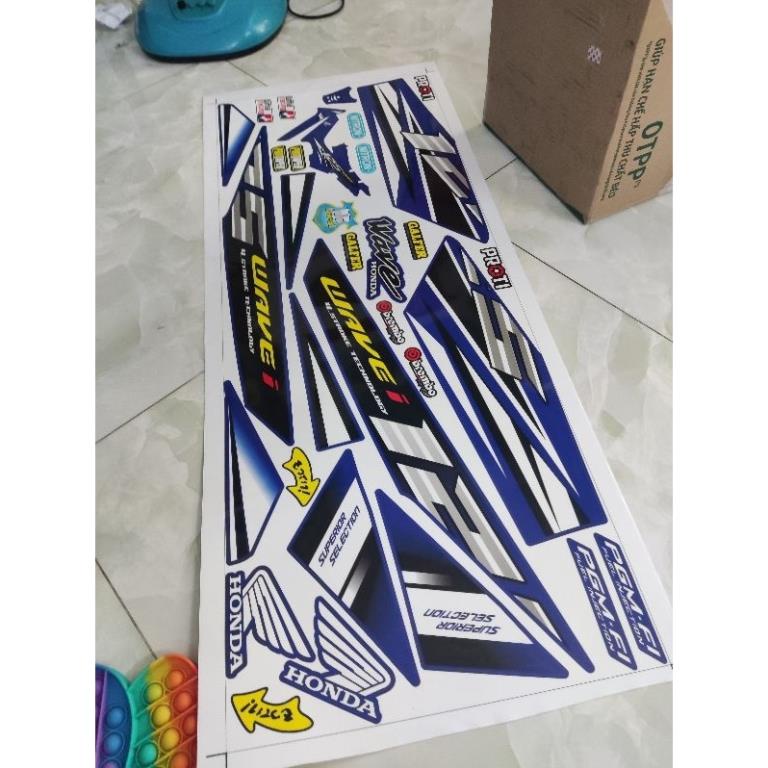 Tem Chế - Tem Rời Wave Nhỏ 2004 Chế Wave 125i Xanh Dương - Decal In Chất Lượng
