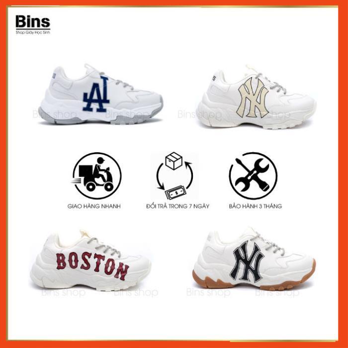 Giày Thể Thao MLB NY Đen, Boston, La Cao Cấp Nam Tăng Chiều Cao 6cm, Nữ - Giày Thể Thao Màu Trắng Full Box b01