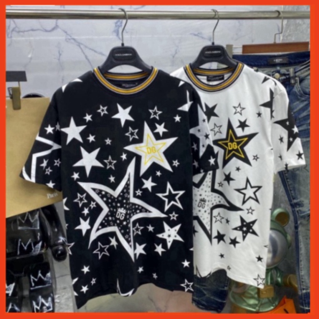 654 Áo phông nam nữ Premium in hình ngôi sao Dolce DG vàng đen quanh áo. Áo Thun Nam Nữ In Hình Ngôi Sao Siêu Hot 8 9 23 | BigBuy360 - bigbuy360.vn